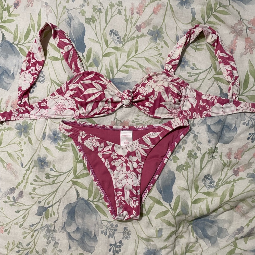 Pink floral bikini